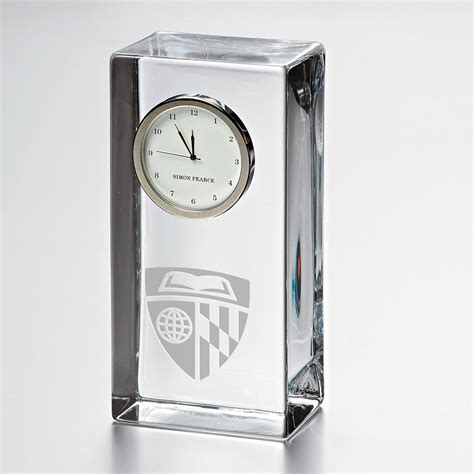 Johns Hopkins Tall Glass Desk Clock by Simon Pearce | M.LaHart & Co.