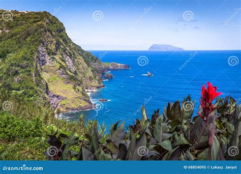 Landscape of the Island of Flores. Azores, Portugal Stock Image - Image ...