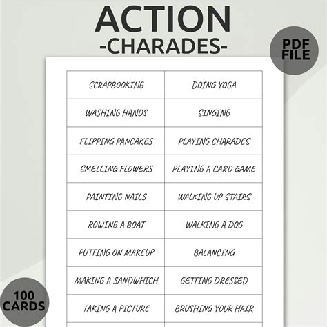 Printable Charades | Printable AT A GLANCE