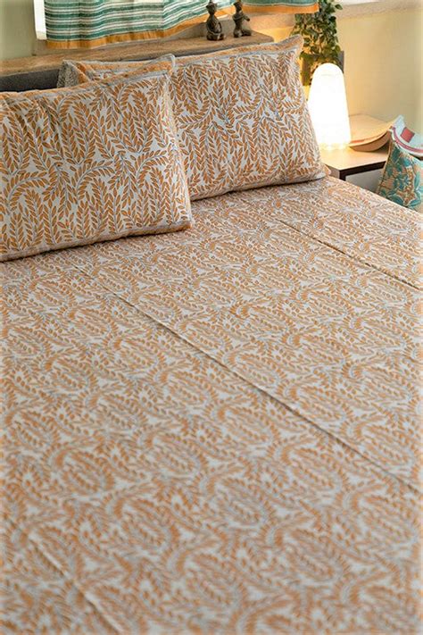 Sootisyahi 'Yellow Delight' Handblock Printed Cotton Bedsheet – Okhaistore