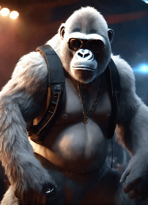 Lexica - A giant rapper white gorilla MC, cinematic lighting, high ...