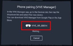 Pairing VIVE Manager with a new headset