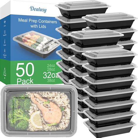 Dealusy 50 Pack (100-Piece) 32 oz Meal Prep Containers Reusable with ...