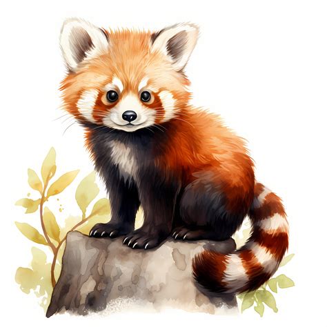 Red Panda, Baby Red Panda Watercolor Clipart Set With 10 JPG Images ...