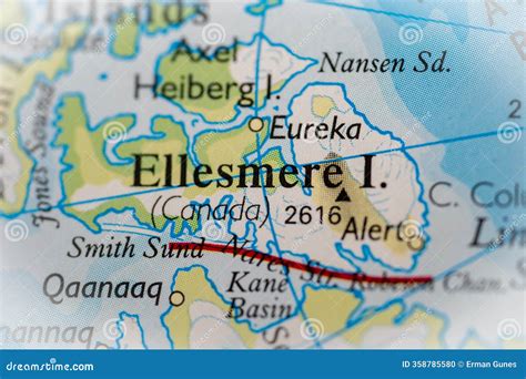 Ellesmere Island, Canada Highlighted on a World Map Stock Photo - Image of country, globe: 358785580