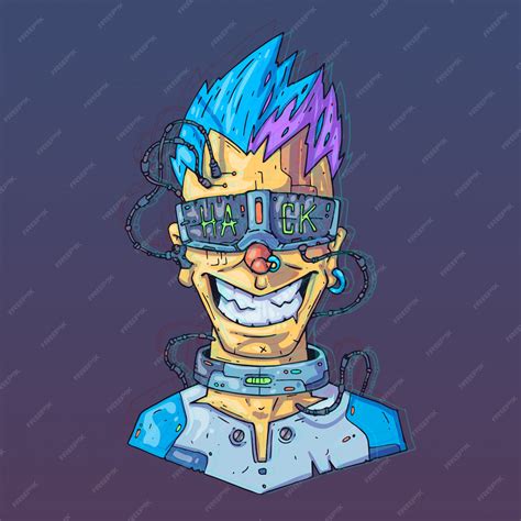 Character face in futuristic virtual style. cyber punk illustration ...