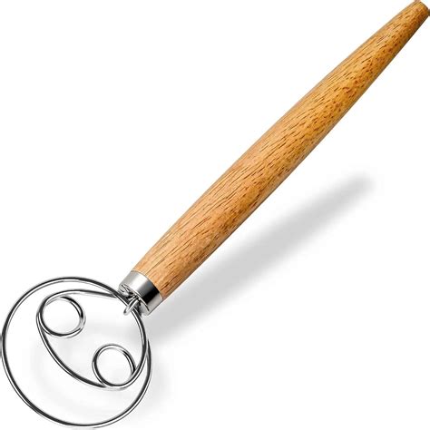 Egg Dough Whisk, 1 Count Stainless Steel 2-hole Design Dough Mixer ...