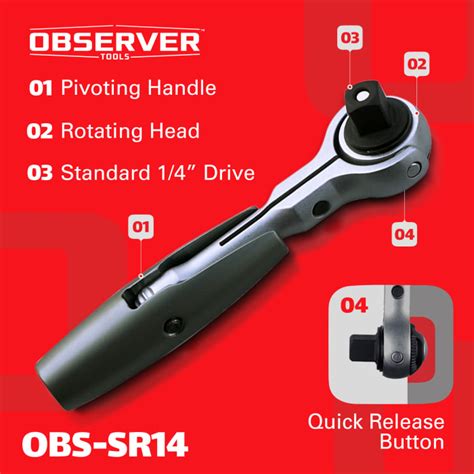 OBS-SR14 Observer Tools | Observer Tools OBS-SR14 1/4 in Square Ratchet ...