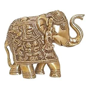 Buy VgoCart Antique Finish Brass Elephant Raising Its Trunk Showpiece ...