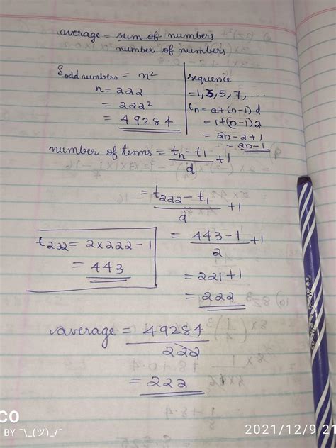 What is the average of first 222 odd numbers?PLS FAST - Brainly.in