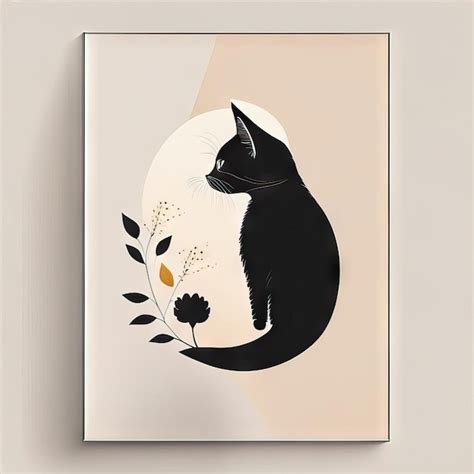 Cat minimalist illustration | Premium AI-generated image