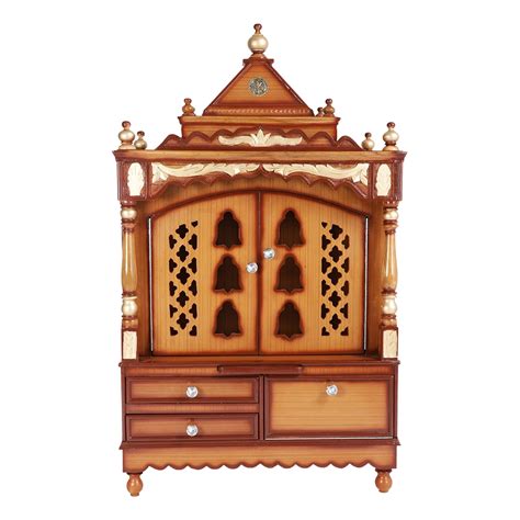 Sacred Space Floor Rested Pooja Mandir For Home (Brown Gold) – DZYN ...