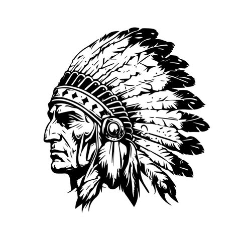native american indian chief head logo hand drawn illustration 21337797 ...