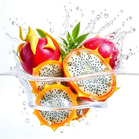Exotic Fruit Splash Star Fruit Dragon Fruit amp Passion Fruit in Water ...