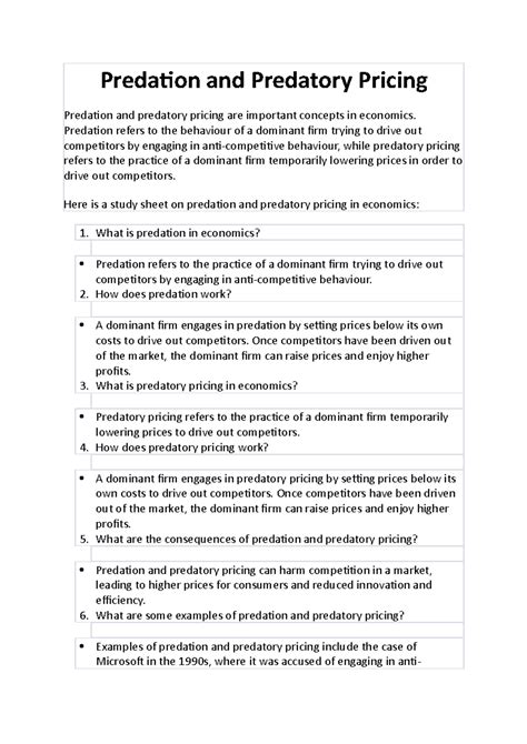 Predatory Pricing Examples