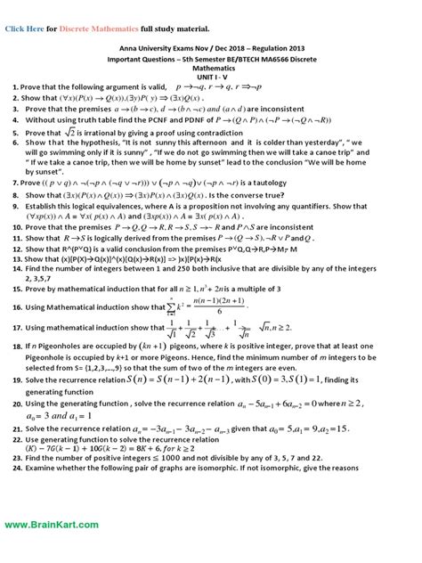 Image result for Discrete Math Course Revision Questions