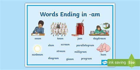 Words Ending in -am Word Mat (teacher made) - Twinkl