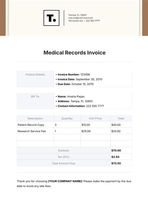 Medical Invoice Template