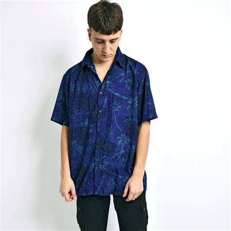 Buy Dark Blue Button up Shirt Online In India - Etsy India