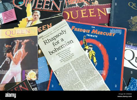 Newspaper cuttings about the death of the singer Freddie Mercury at the ...