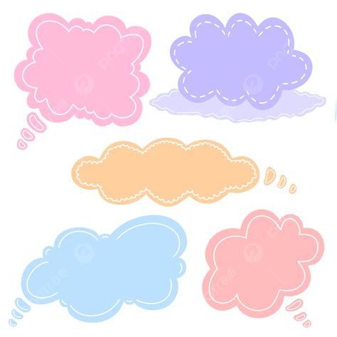 Speech Bubble Chat Cute Icon Sticker Set With Pastel Color And Clouds ...