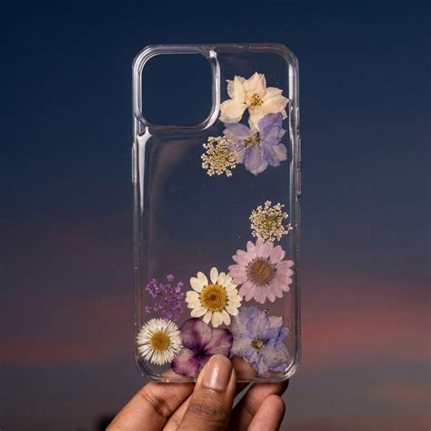 Pressed Flower Phone Case | Purple, Lavender & White Mixed Flowers wit ...