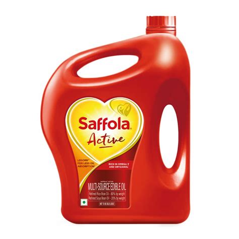 Buy Saffola Active | Rich in Omega 3 & Oryzanol | Edible Oil - 5 L Jar ...