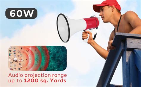 MX 60W Handheld & Shoulder‑Sling Megaphone with Siren – PA System ...