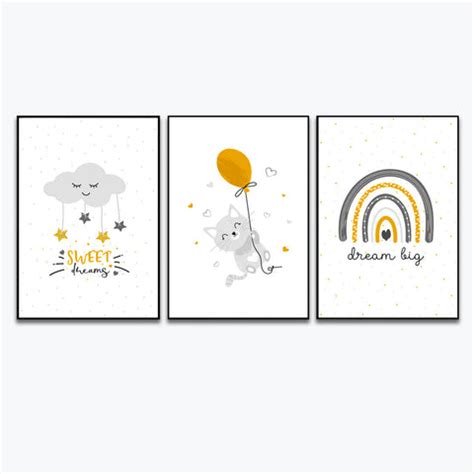 Baby Boy Sun And Rainbow. Baby Boy Room Wall Art Frame Set Of 3 ...