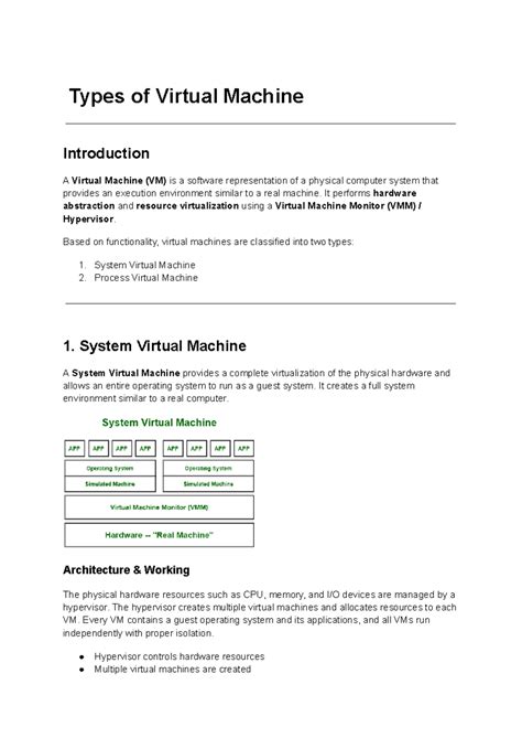 Types of Virtual Machines: System vs Process VM Overview - Studocu