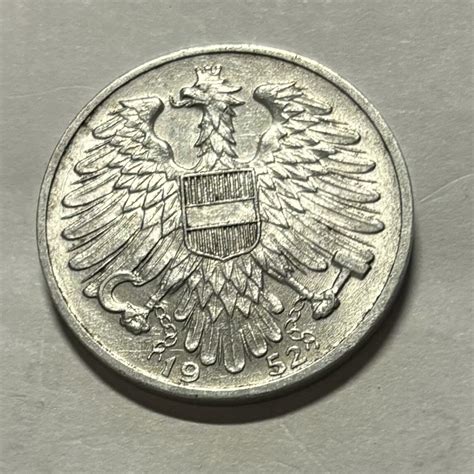 Republik Osterreich Austria 1952 1 Schilling Coin Circulated Aluminum ...