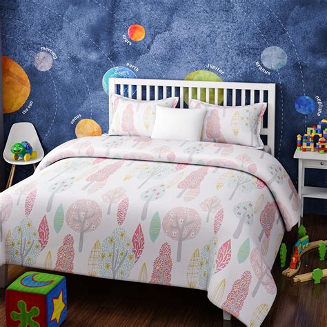 Urban Dream Kids Cotton Tree Print Pink and White BEDSHEET Set (Double ...