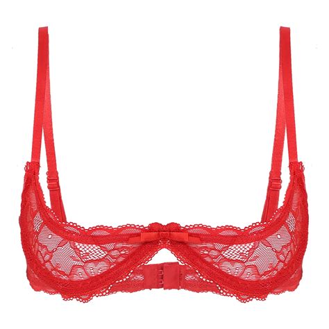 iiniim Woman's Lace Sheer Push Up Shelf Bra Lingerie Underwired ...