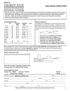 Fillable Online SIGN SERVICE ORDER FORM - Coal Handling Storage Fax ...