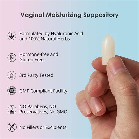 Intimate Moisturizer Vaginal Suppository for Dryness & Discomfort - Hyaluronic Acid & Natural ...