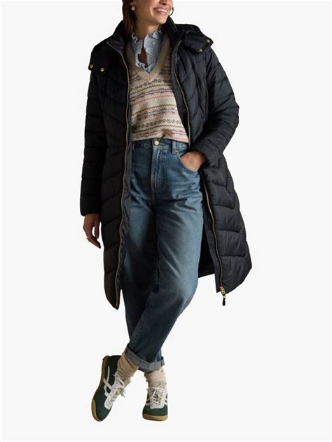 Joules Longline Quilted Coat, Navy
