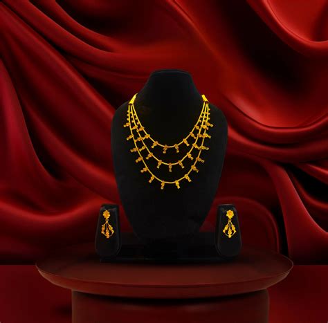 24K Gold-Plated - Bird Motif Layered Bridal Necklace Set with Matching ...