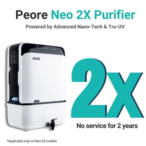 Peore Neo 2X NF+UV Water Purifier (White) | No Service for 2 Years | 2