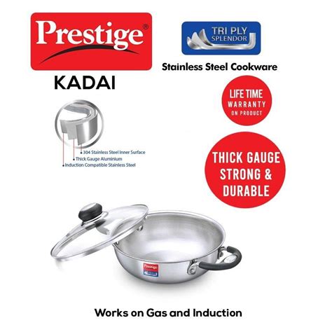 Prestige Tri Ply Splendor Kadai 260MM - Buildhub