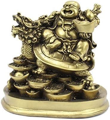 Buy GJ Laughing Buddha Sitting On Dragon Golden Color (7 cm x 7 cm x 5 ...