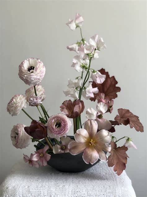 Heuchera Leaves Ikebana Floral Arrangement