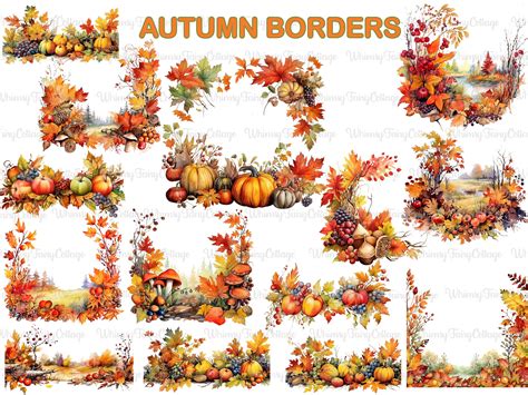 Autumn Border Clipart, Journaling Fall Borders, Sublimation Border PNG ...