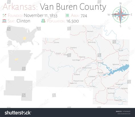 Large Detailed Map Van Buren County Stock Vector (Royalty Free) 1470494645