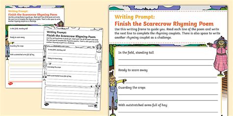Writing Prompt: Finish the Scarecrow Rhyming Poem - Twinkl