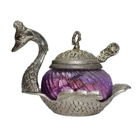 Buy eCraftIndia Purple Crystal Mouth Freshener Container with Spoon (15 ...