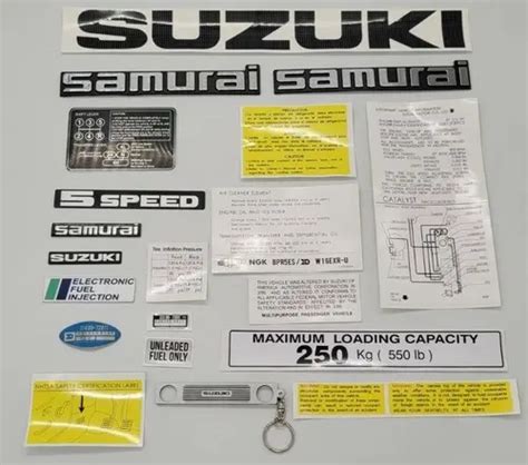 SUZUKI SAMURAI EMBLEMS AND DECALS SET Complete (Black) | HM Tractor Parts