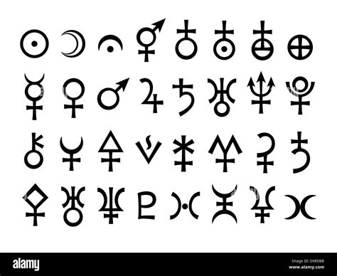 Astrological Signs of Planets (Astrology Symbols set Stock Photo - Alamy