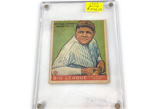 Lot - George Herman - Babe Ruth Baseball Card in Case