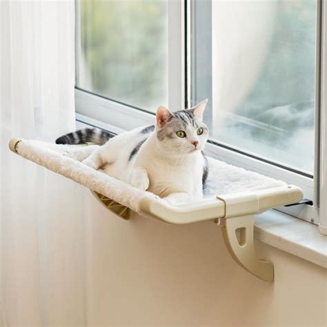 MEWOOFUN Window Sill Mount Cat Perch for Indoor Cats, One-Step Sliding ...