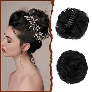 VIEWS Claw Clip Messy Bun Hair Piece Wavy Curly Hair Bun Clip in Claw ...